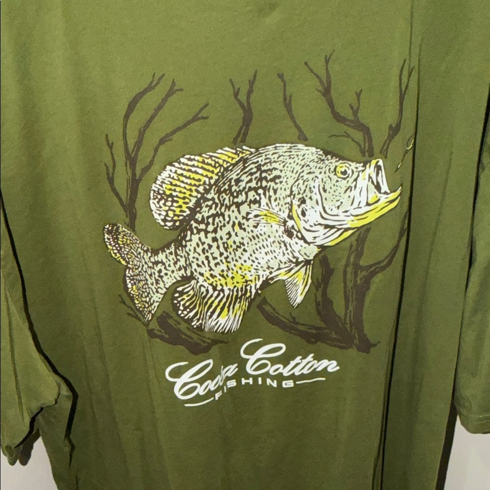 Coosa Cotton Casual Olive Green Men's Tee - Picture 4 of 5
